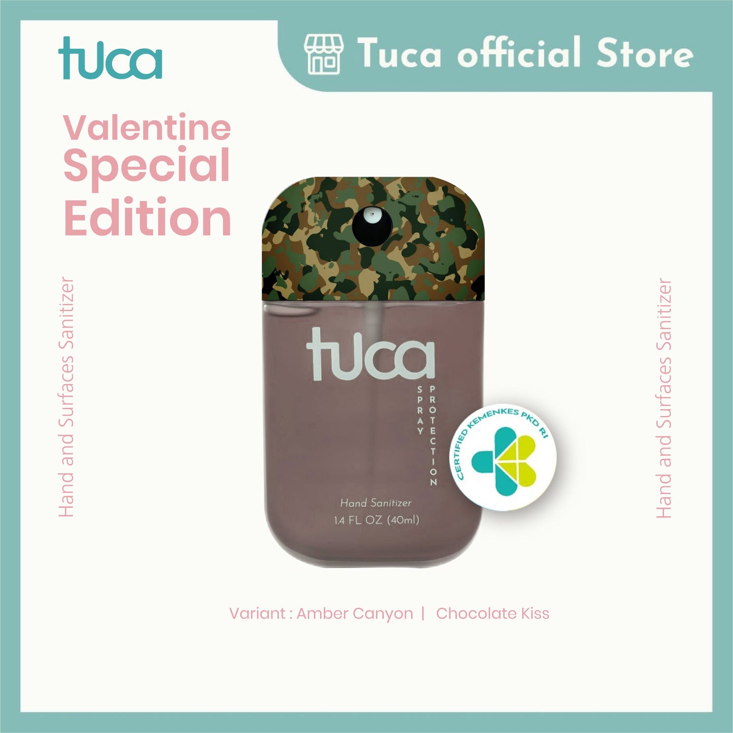 Tuca Hand Sanitizer and Surface Sanitizer Couple Valentine Edition Food Grade Custom Hand Sanitizer