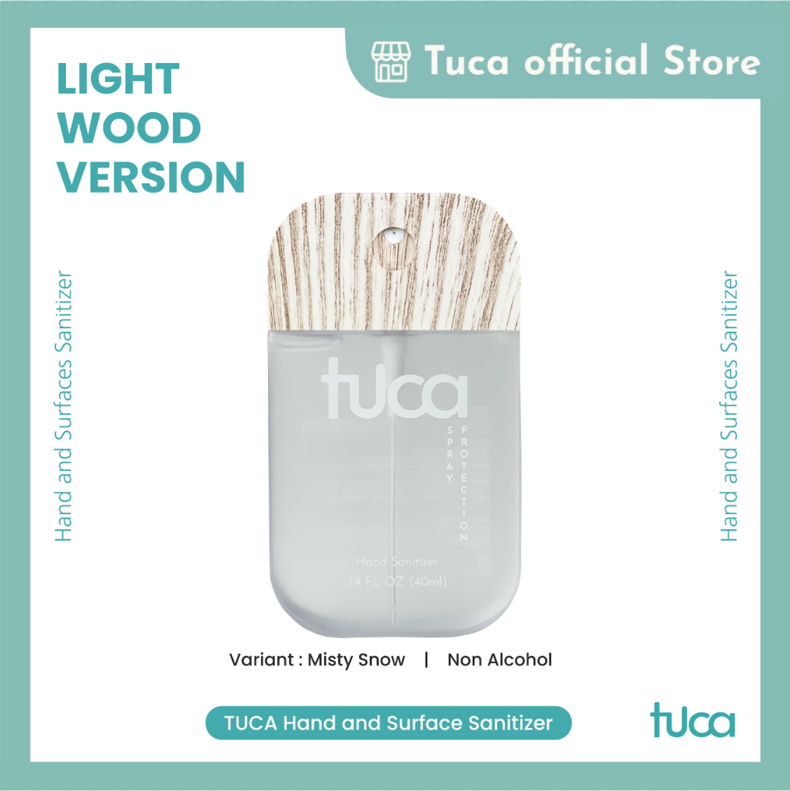 Tuca Hand Sanitizer and Surface Sanitizer Alcohol free - Misty Snow for Sensitive Skin - Food Grade