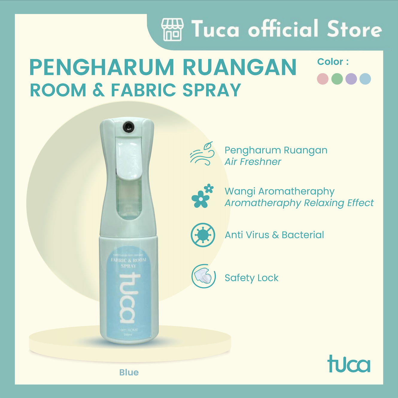 Pengharum Ruangan Room Spray and Fabric Spray Anti Bacterial Tuca - Pewangi Ruangan Linen Spray
