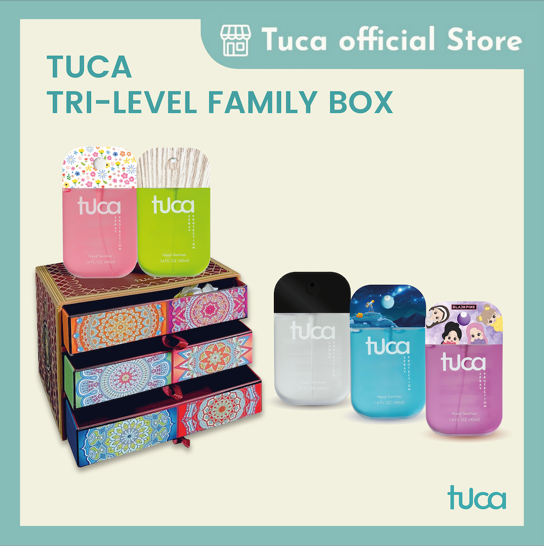 Tuca Family Package - 5 Hand Sanitizer and Surface Sanitizer Food Grade Custom Sanitizer