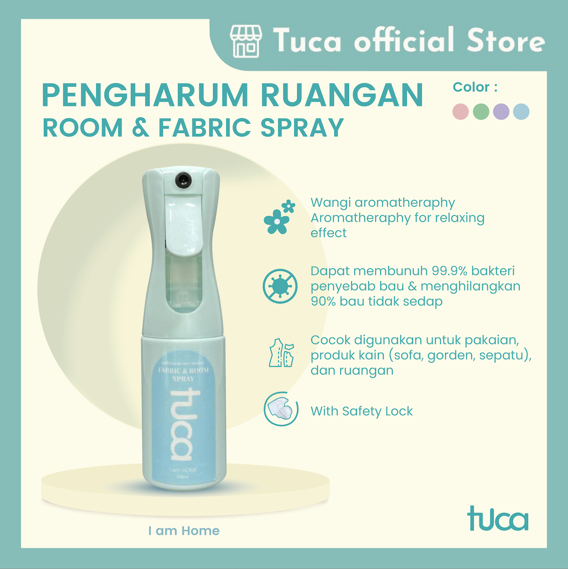 Pengharum Ruangan Room Spray and Fabric Spray Anti Bacterial Tuca - Pewangi Ruangan Linen Spray