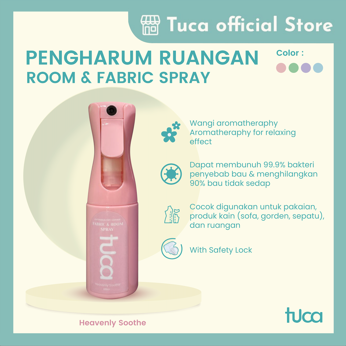 Pengharum Ruangan Room Spray and Fabric Spray Anti Bacterial Tuca - Pewangi Ruangan Linen Spray