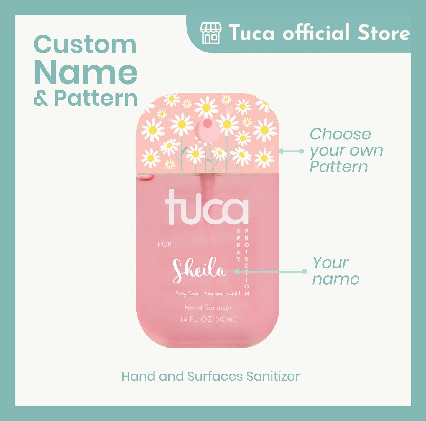 Tuca Custom Print Botol  Hand Sanitizer Spray Gantung - Biaya Ukir Nama atau Logo atau Full Print
