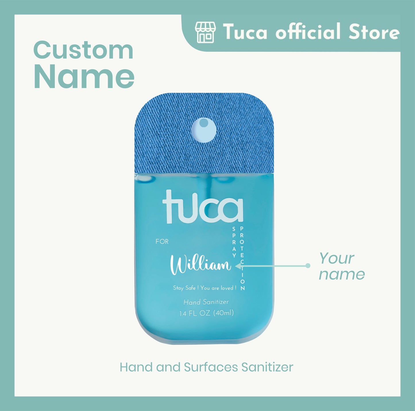 Tuca Custom Print Botol  Hand Sanitizer Spray Gantung - Biaya Ukir Nama atau Logo atau Full Print