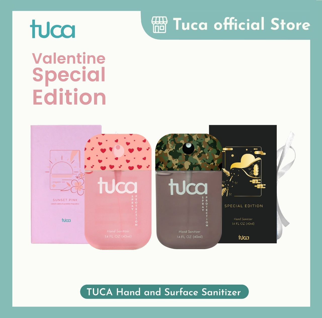 Tuca  Hand Sanitizer and Surface Sanitizer Couple Valentine Edition Food Grade Custom Hand Sanitizer